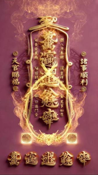 ACC009_招财签名_动态_豆沙紫